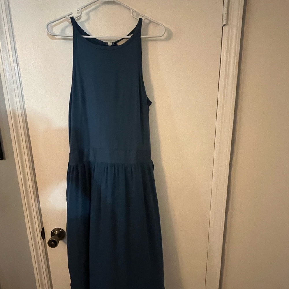 LOFT Teal Sleeveless Midi Dress